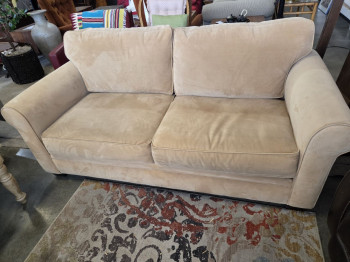 2 seat tan microfiber sofa