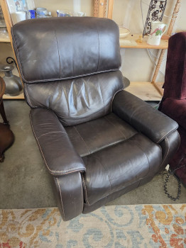 Faux Brown Leather Electronic Recliner Rocker