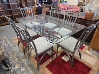 Industrial and Mediterranean 7 piece Dining Table and Chairs